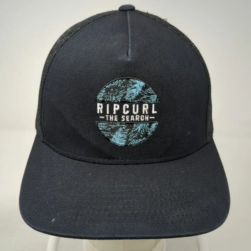 Rip Curl Trucker Hat Black One Size The Search Palm Leaf Patch Mesh Snapback